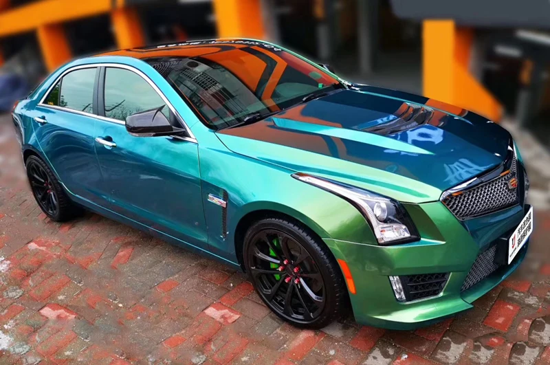 

High Quality Gloss Blue Green Chameleon Vinyl Car Wrap Covering With Air Drain Size 1.52x20 meters/Roll