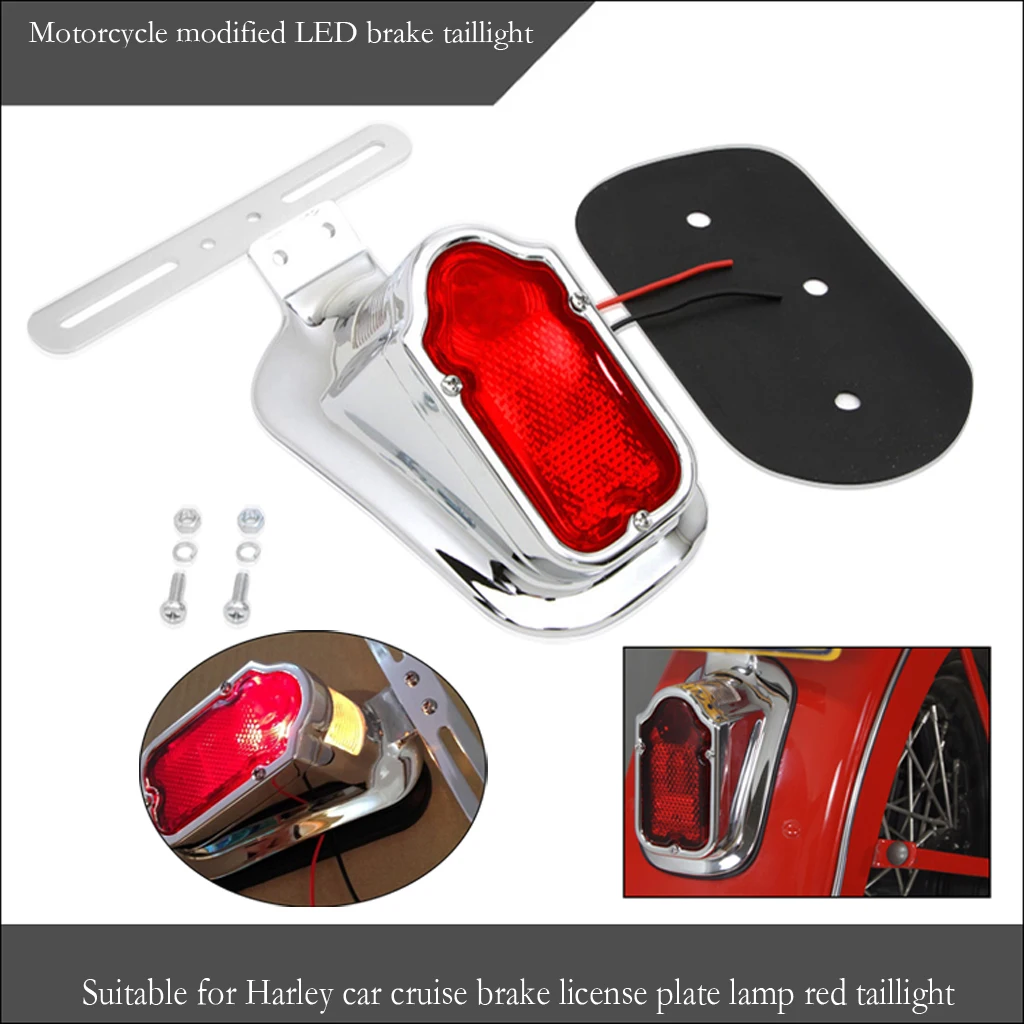 Plastic Motorcycle 12V Tombstone Tail Light Red Signal For Harley FLH Chopper