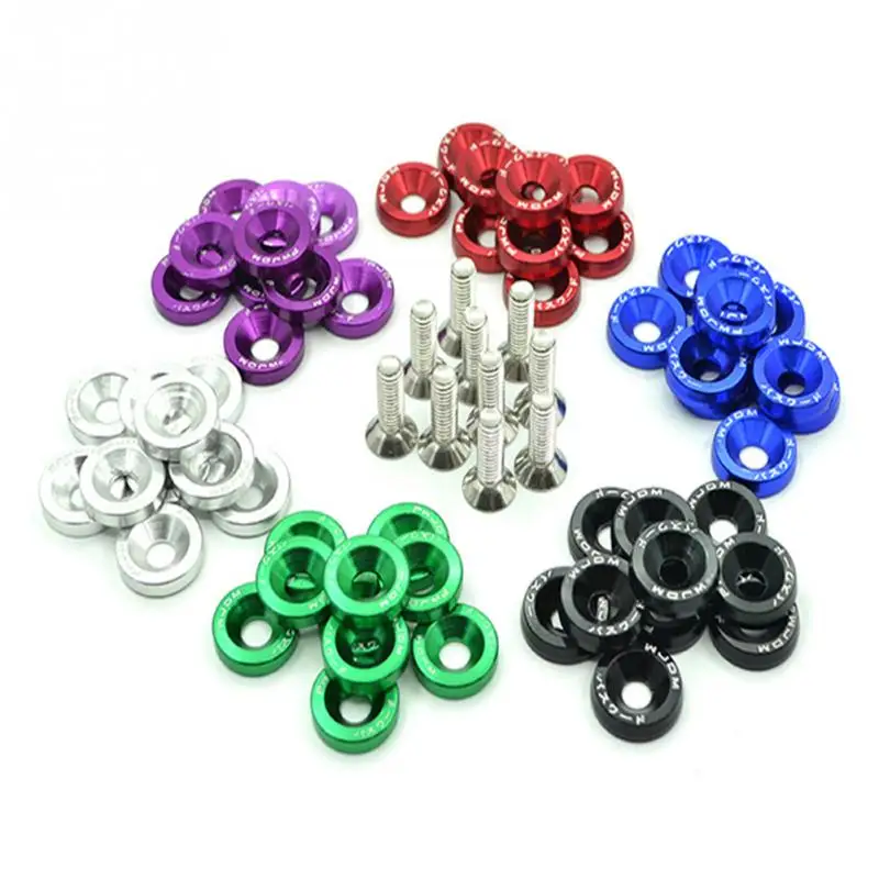 Universal 10set M6 Car Styling Modification JDM Sticker Stickers Password Fender Washer License Plate Bolts Auto Accessories