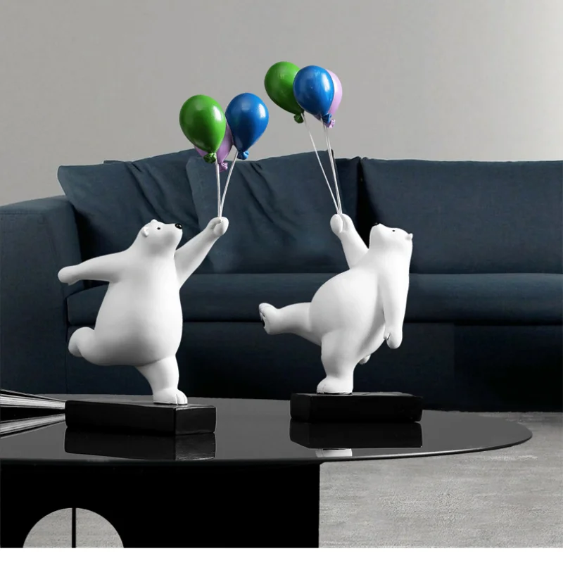 

Modern Simple Home Furnishings Balloon Bear Statue Sculpture Wall Mount Home Decoration Accessories For Living Room Girlfriend