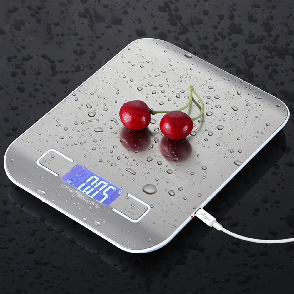 Digital Multi-function Food Kitchen Scale,Stainless Steel,11lb 5kg Stainless Steel Platform with LCD Display (Silver)