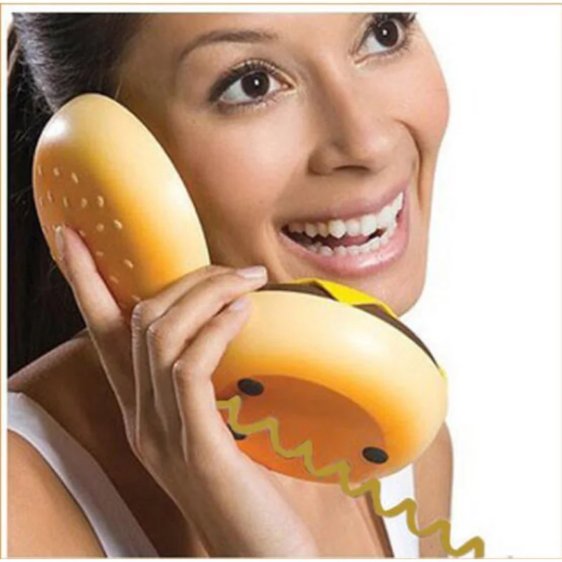 Funny Gadgets Emulational Hamburger Telephone Wire Landline Phone Cheeseburger Phone for Display Home office Hotel Decoration