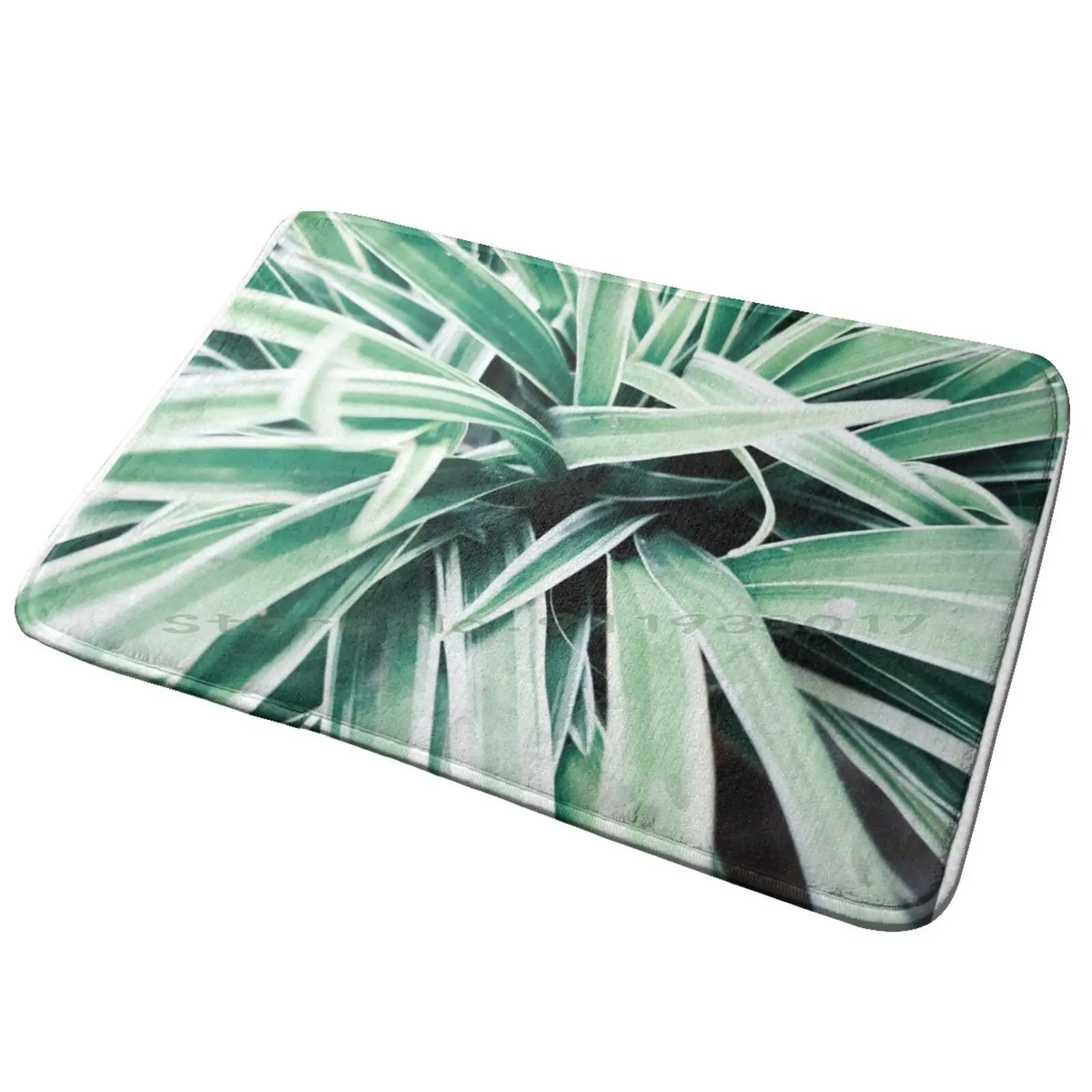 Plantas Celestiales Entrance Door Mat Bath Mat Rug Herbs Shrubs Green Leaves Natures Beauty Greenery Greenhouse Abstract Nature