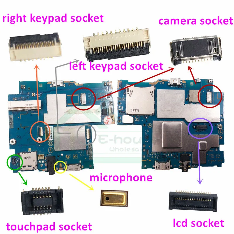 For PSV1000 Microphone Camera Socket Left Right Button Board Keypad Buckle for PS Vita 1000 LCD Screen Jack Connector