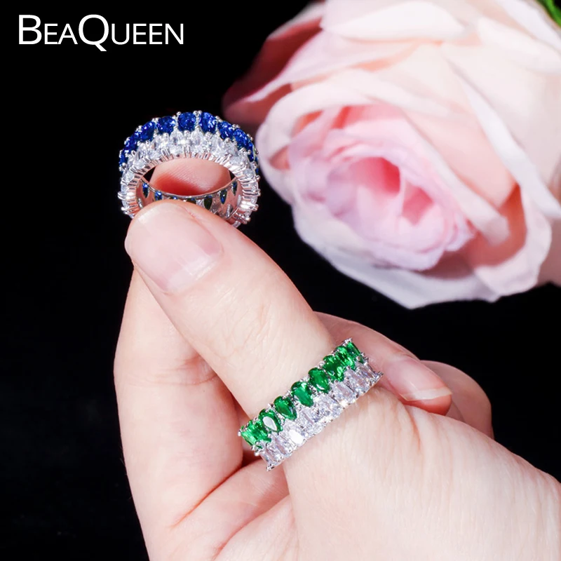 BeaQueen Luxury Shiny White Water Drop Earrings Necklace Cubic Zirconia Wedding Party Gifts Bridal Jewelry Sets for Women JS182