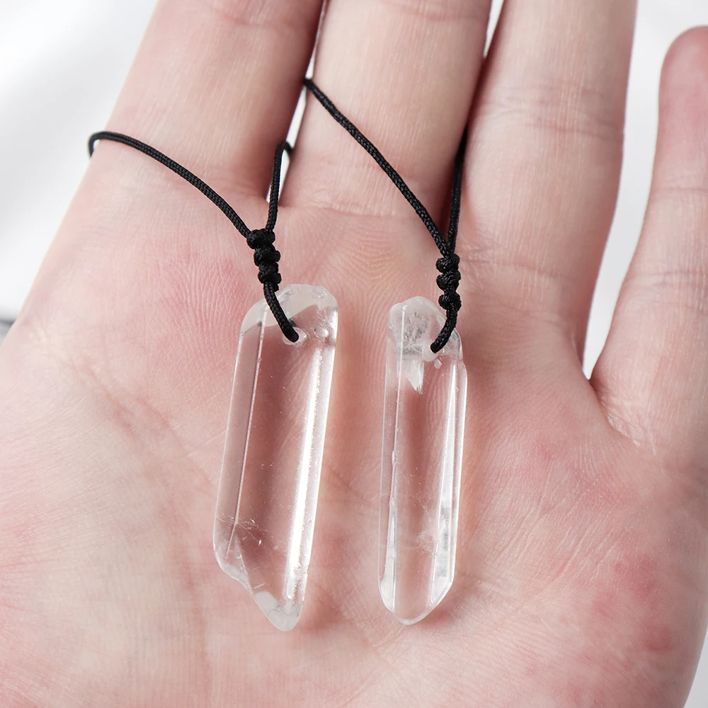 Natural Gemstone Clear Quartz Pendant Healing White Crystal Hangings Craft Necklace Jewelry For Women Men Gift