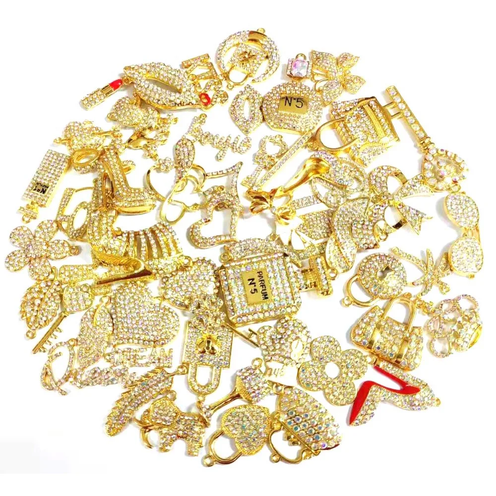 

50pcs Clear AB Rhinestone Mixed delicate girls charms Fit for women's DIY jewelry accessories M4