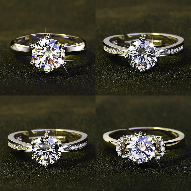 

2022 NEW Trend Round Crystal Zircon Ring for Women S925 Silver Engagement Wedding Female Jewelry Hand Accessories Valentine