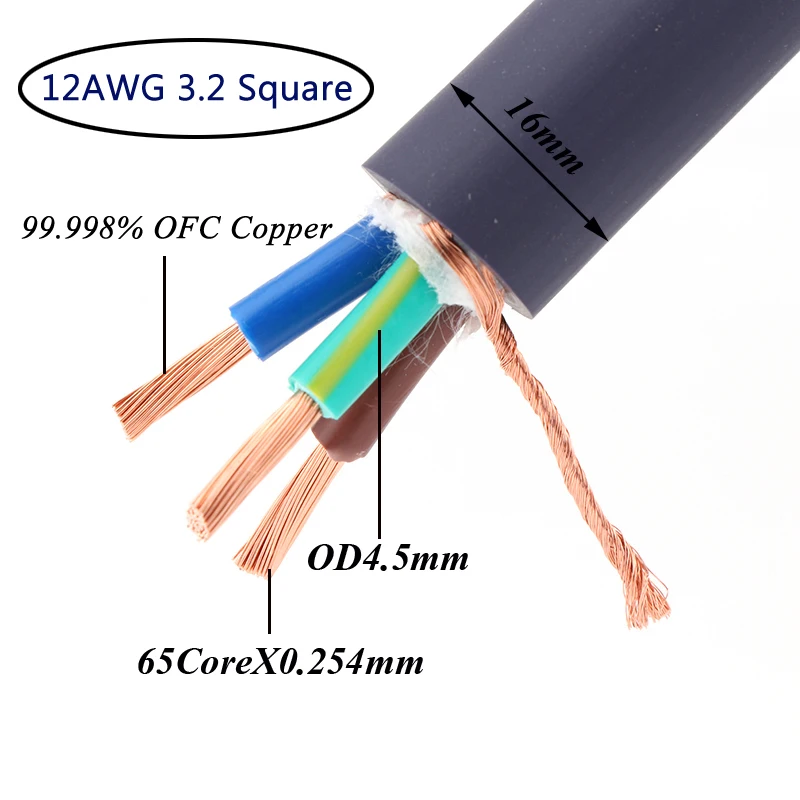 WCF2TR 탄소 섬유 로듐 도금 AC US 전원 플러그가 포함된 하이 엔드 OFC 구리 US AC 전원 케이블