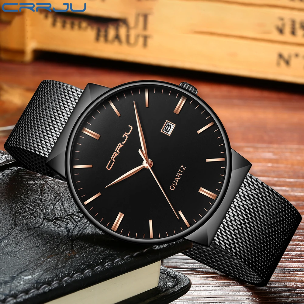 CRRJU Orologio da uomo al quarzo moda casual orologi da polso ultrasottili con data Relogio Masculino