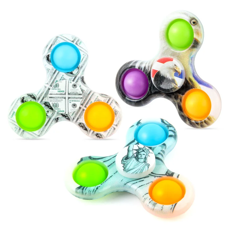 Fidget Toys Hand Spinner Flower Toys 3 Sides Spinner Ring Stress Relief Bubble Toy Camouflage Pattern Adult Autism Toy Edamame