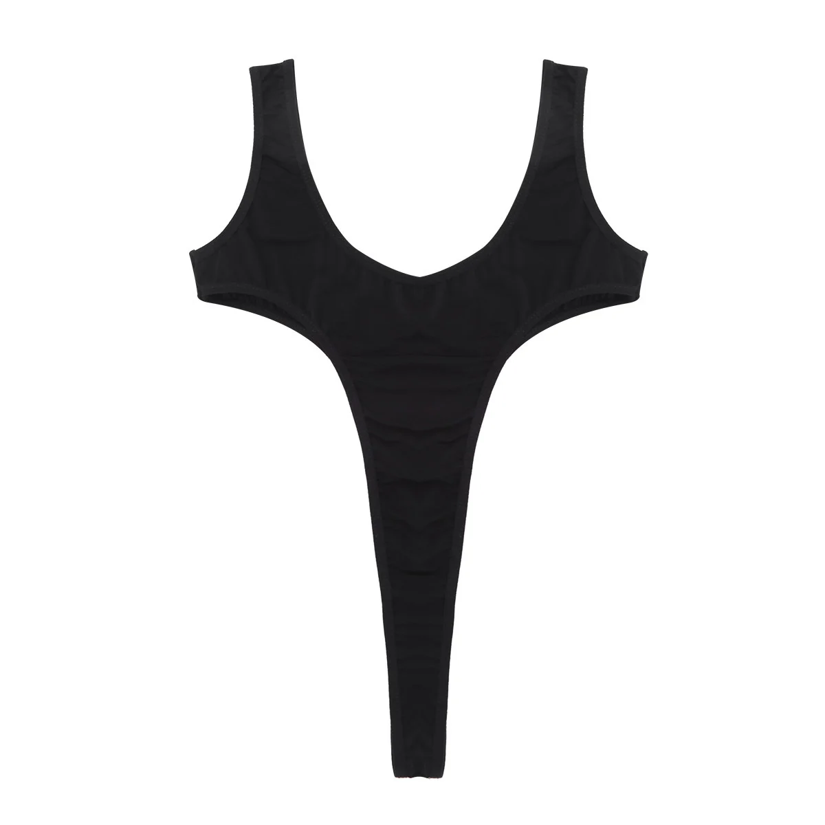 Sexy One Piece Swimsuit Women Female Swimwear High Cut Thong Leotard Swimming Suit See Through Lingerie Deep Scoop Neck Bodysuit