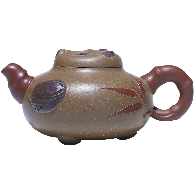 |Yixing purple clay teapot pure handmade household teapot Kung Fu tea set laoduan clay panda suit non Ceramic Teapot