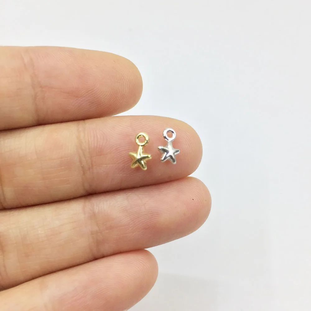 Eruifa 30pcs 4mm Mini Star Zinc Alloy Charms Pendent Jewelry DIY Handmade