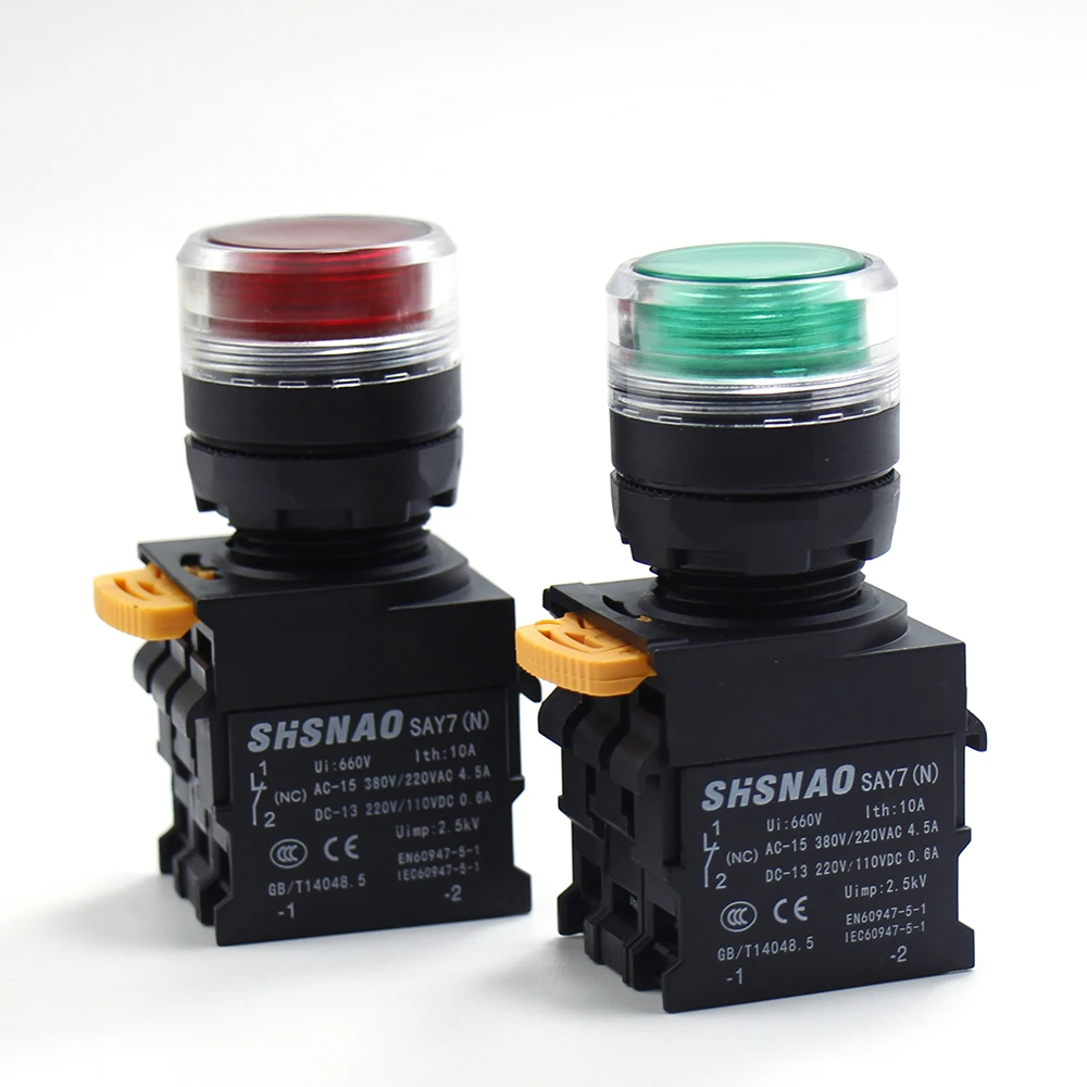 Contact Push Button Switch illuminated momentary 380V /220V AC 220V110V DC 22mm self-resetting