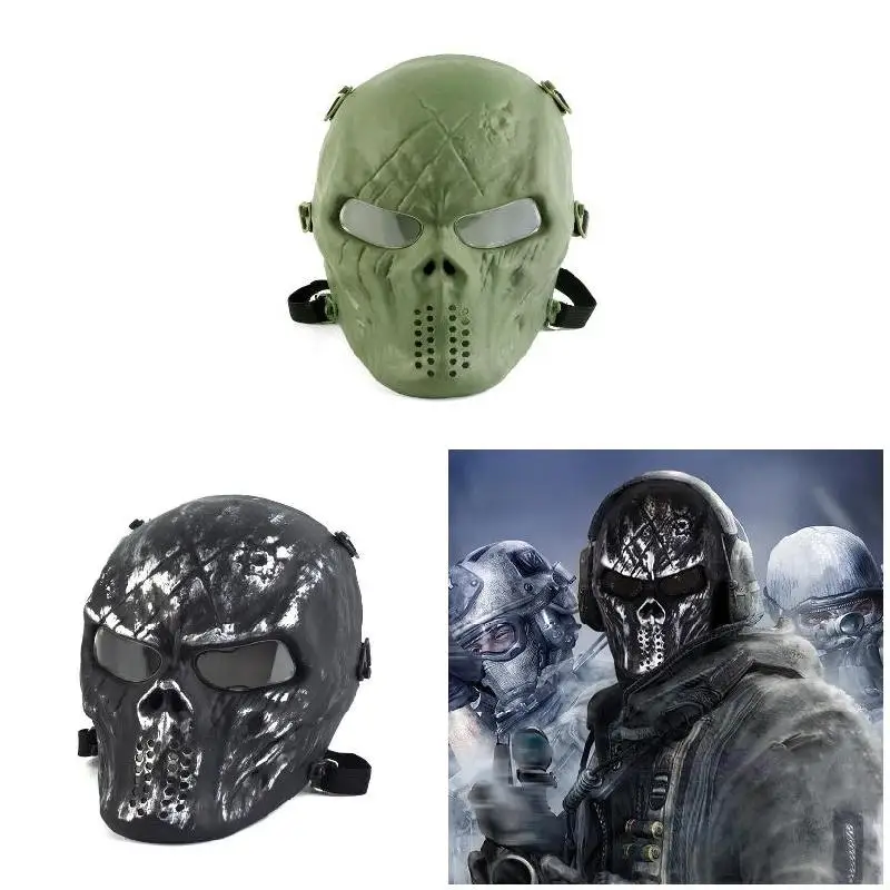 Outdoor Full Face Mask Skull Styled Airsoft Mask with Eye Lens In Stock