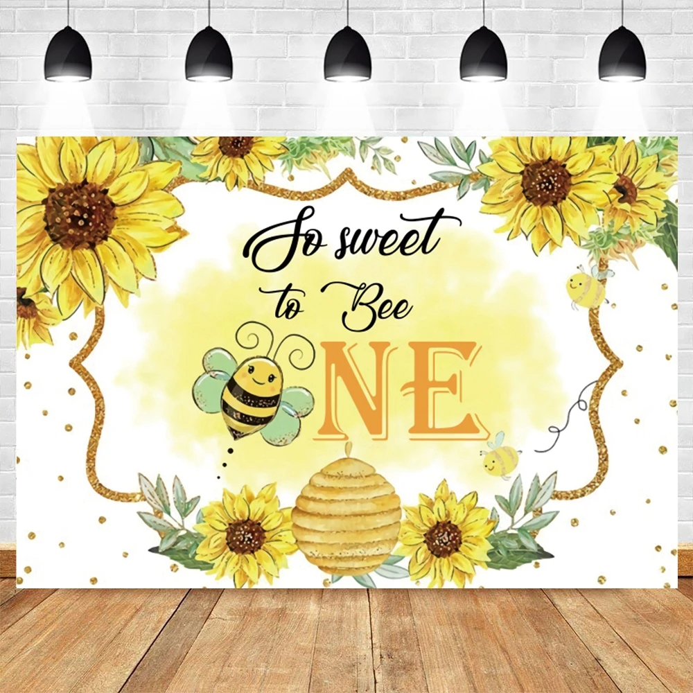 Sweet Flower Bee Background Photophone Newbron Baby Shower Birthday Party Photo Backdrop Wall Decor Vinyl Custom Photography