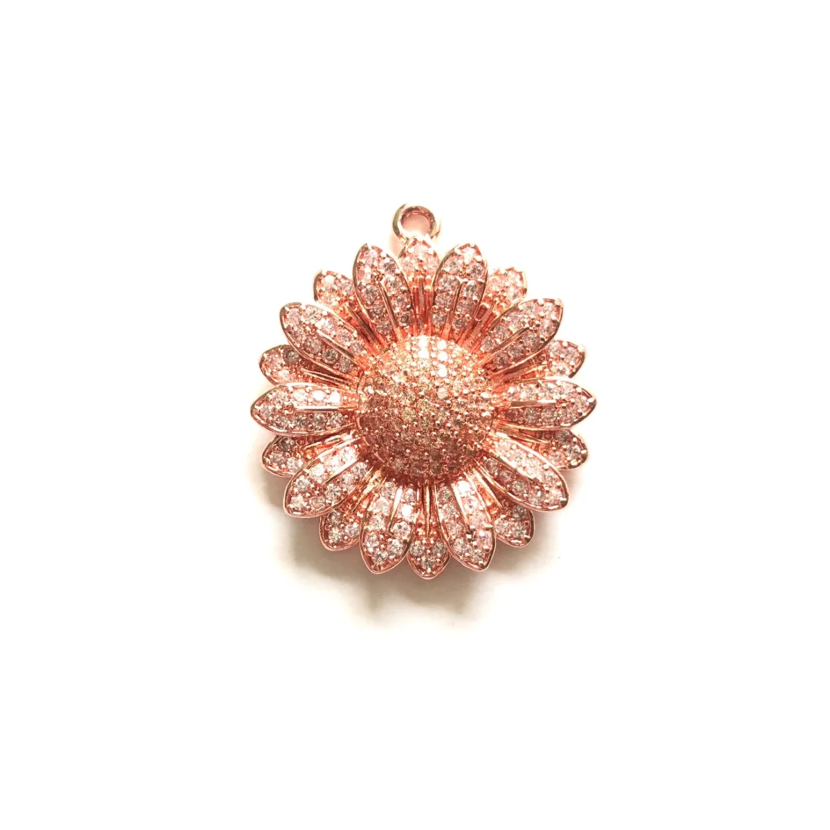 5pcs Sunflower Charm Flower Pendant for Women Bracelet Girl Necklace Making Gold-Plated Zirconia Pave Jewelry Findings Wholesale