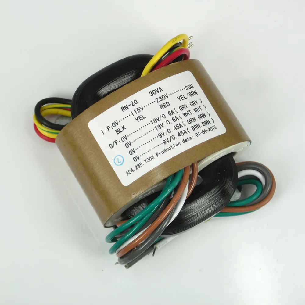 

30W 30VA Primary Input 0-115-230V-SCN Secondary Output 9V 12V 15V 18V 24V R-core Transformer Audiophile