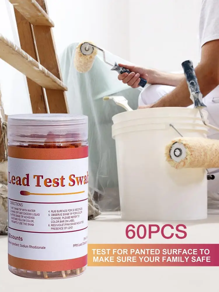 60PCS Ead Test Kit tampone di cotone non tossico monouso Kit di Test al piombo ad alta sensibilità per stoviglie vernice cosmetici di classe
