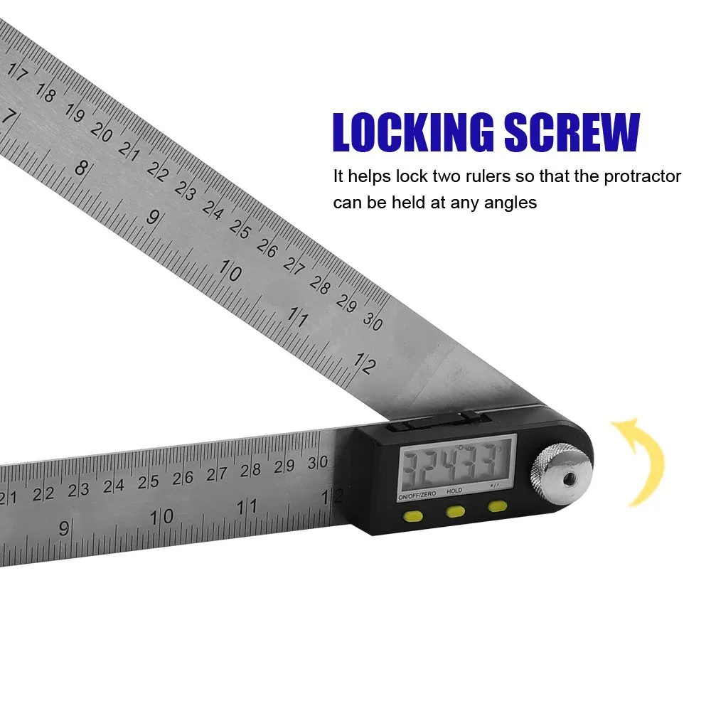 2-in-1 Stainless Steel Electronic Digital Display Protractor Angle Finder Ruler