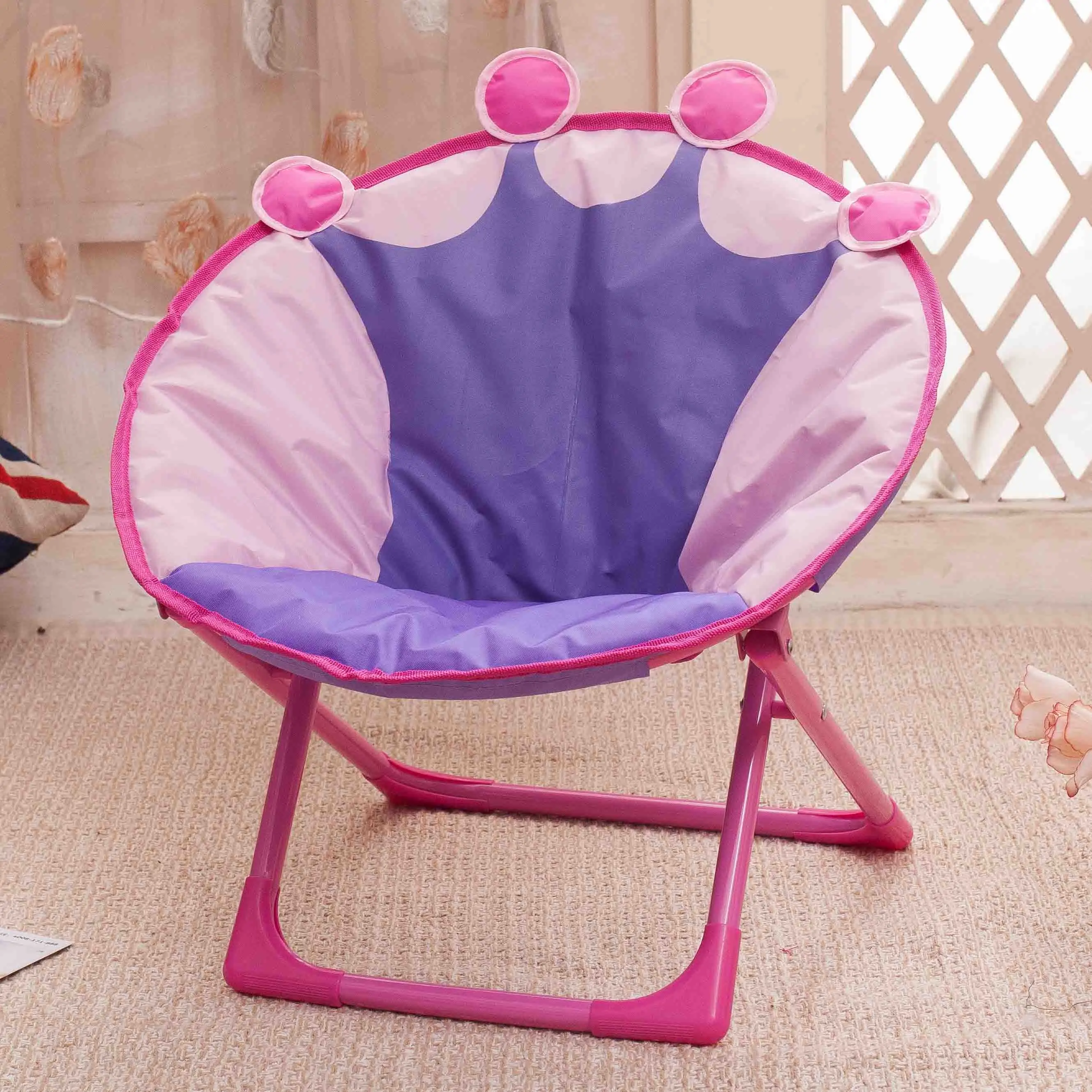 

Children Folding Beach Chair Small Moon Recliner Baby Cartoon Backrest Chair Non-slip Wear-resistant Exquisite Workmanship