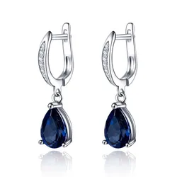 Huitan Gorgeous Water Drop Shape Blue Cubic Zirconia Drop Earrings for Women Evening Party Elegant Accessories Classic Jewelry