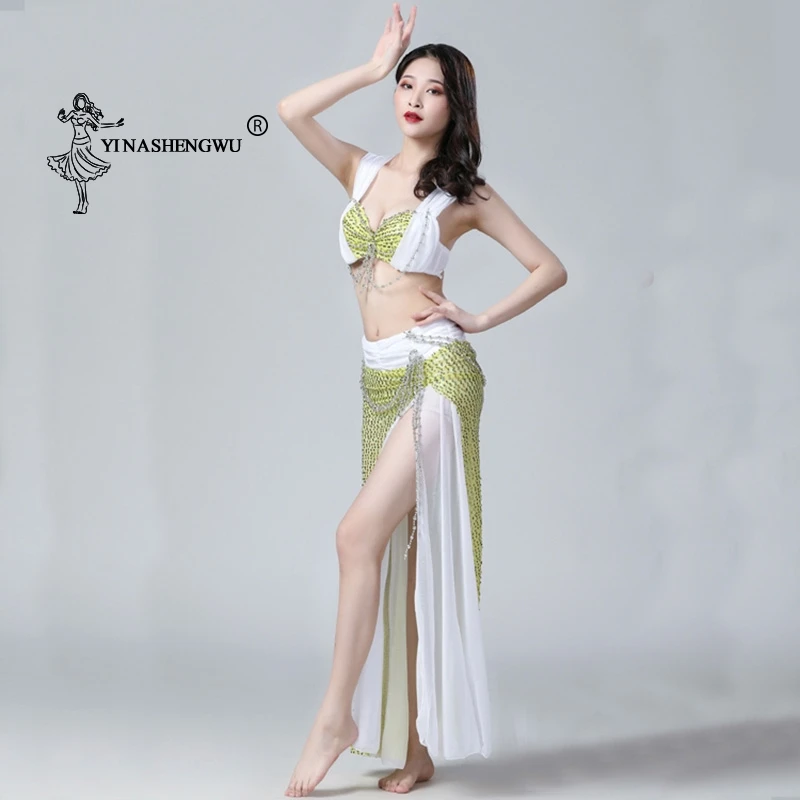 New Mermaid Dance Costume Set Women Belly Dance Bra Skirts Professional Outfit 2pcs Color Mixing Dance Wear Party Dress Tribal