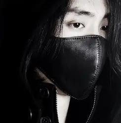 Men Women's windproof waterproof natural sheepskin leather mask lady's cotton lining genuine leather punk mouth-muffle R2718