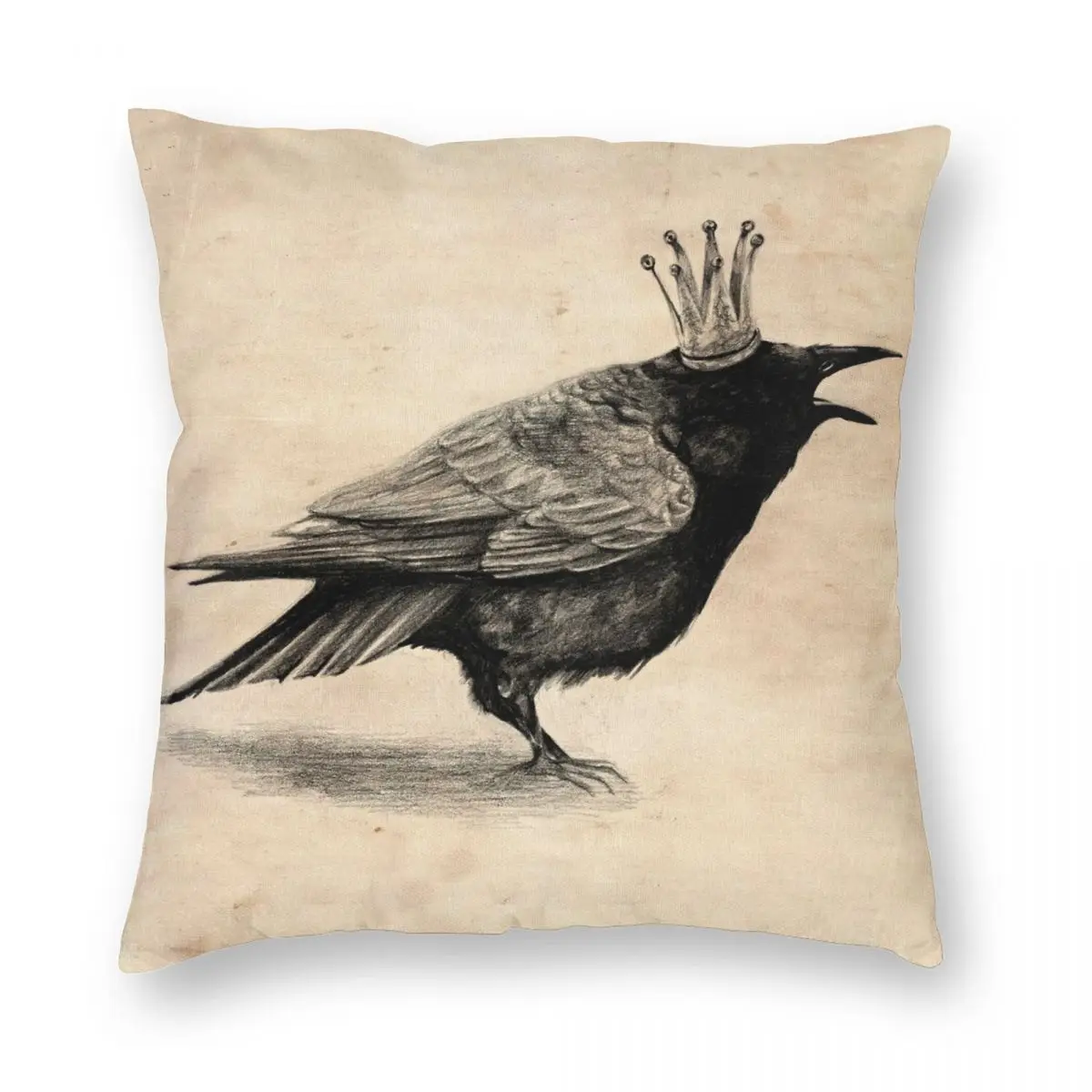 Crow In Crown Pillowcase Polyester Linen Velvet Printed Zip Decor Throw Pillow Case Room Cushion Cover Wholesale 45x45