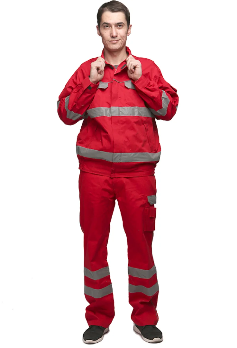 Hi Viz Safety Coverall Durable Reflective Wear-Resistant Uniforms Cotton Welding Suit Workshop Mechanic Electrician Working Suit