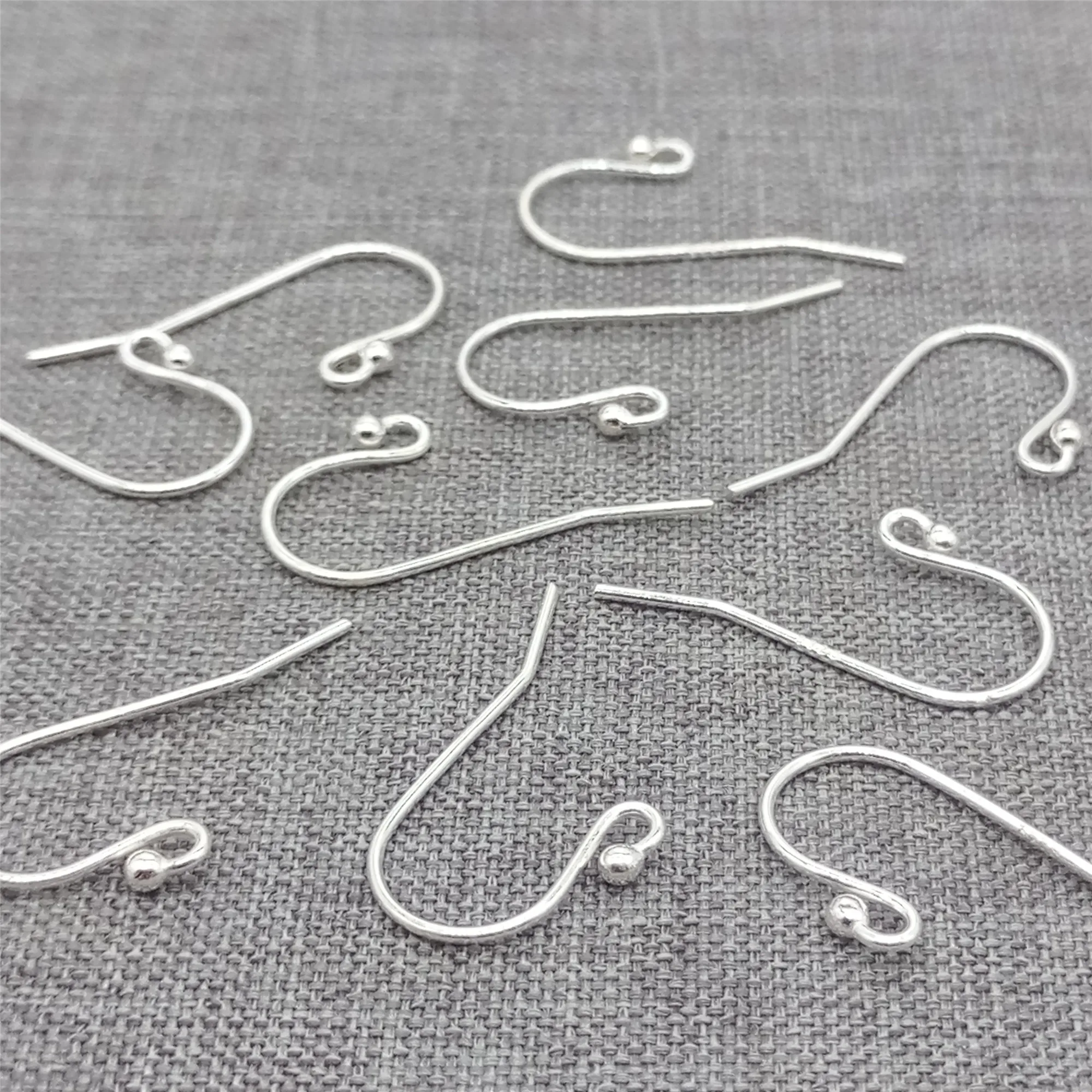 10prs of 925 Sterling Silver Ear Wires Ball End Wire 0.6mm Earring Wires Hooks