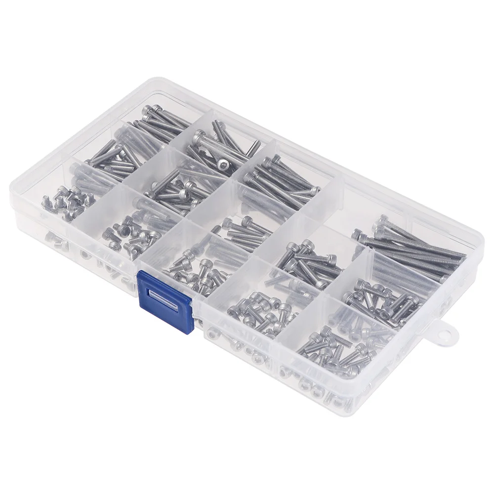 120/180/280Pcs Head Screw Hexagon Socket Head Cap Screws A2-70304Stainless Steel DIN912 M3 M4 M5 M6 M8  hex socket screw Kit Set