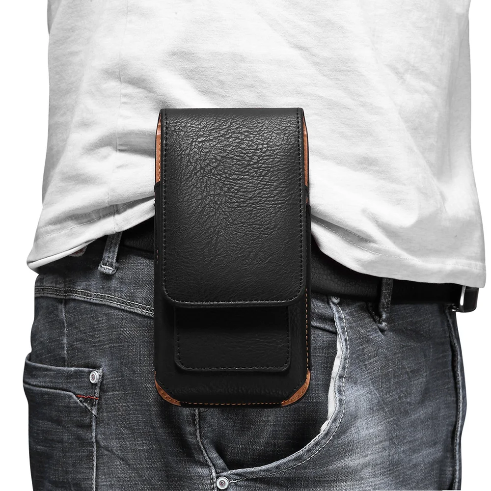 Universal Leather Case for iPhone Samsung Huawei Xiaomi Mens Waist Pack Belt Clip Bag for 3.5-6.3\