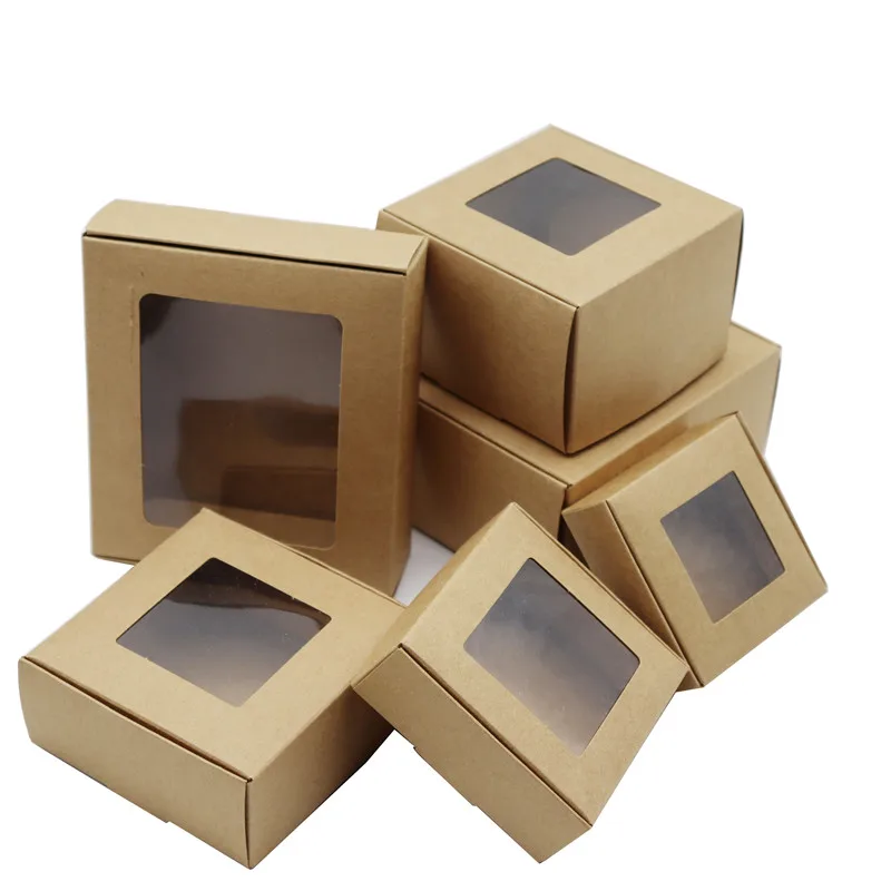 24Pcs/lot 47Sizes Small Kraft Paper Box Brown Cardboard Handmade Soap Box White Craft Paper Gift Box Black Packaging Jewelry Box