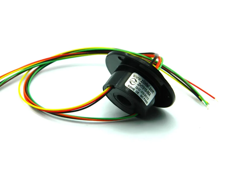 Mini Hole 10mm Hollow Slip Ring 6 Channels 2A Conductive Electric Slipring Rotary Joint Connector 240V AC/DC ZHT010-06A