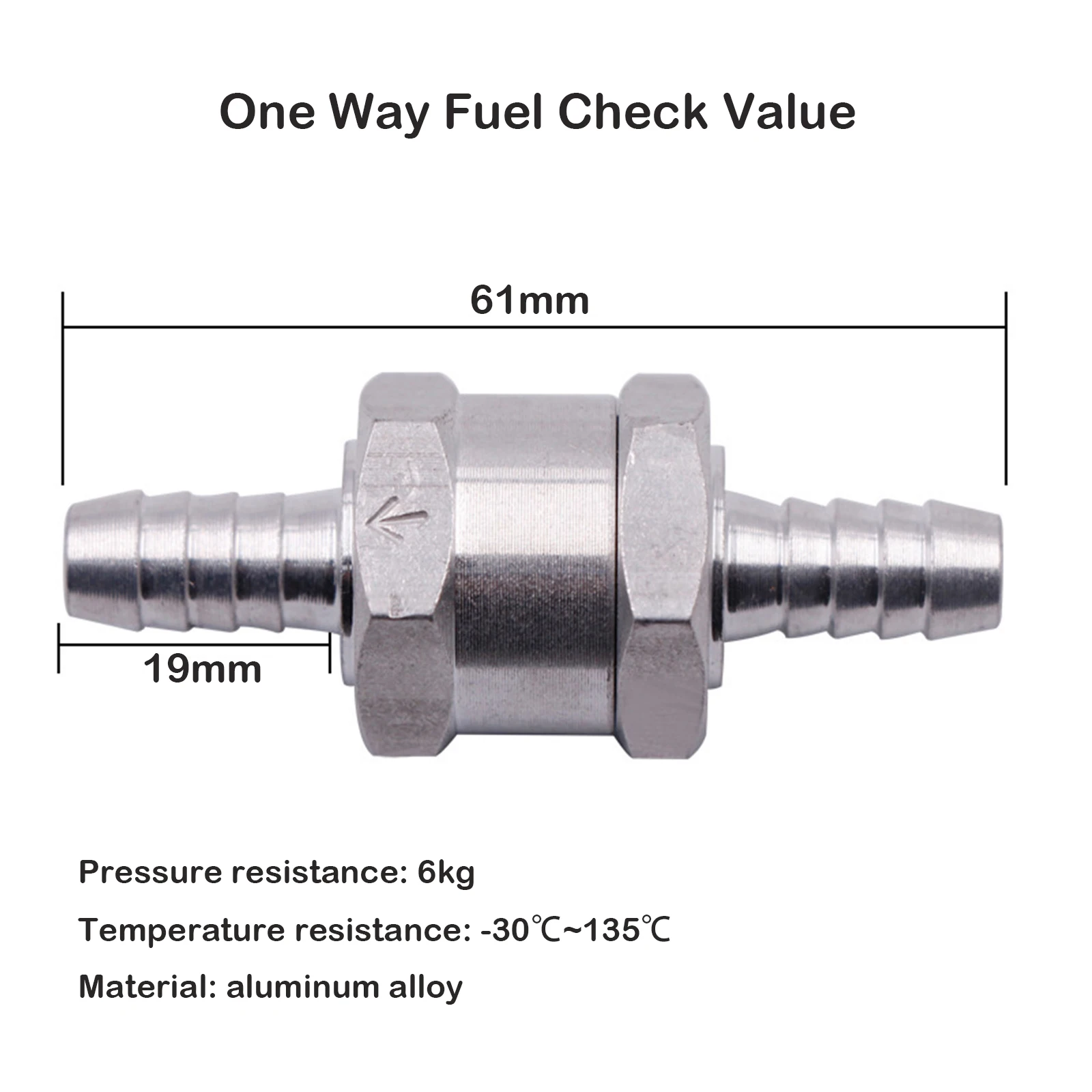 Aluminium Alloy Petrol Diesel Fuel Non Return Check Valve Water Fuel Line One Way Check Valve for Car Motorcycle Caravan Ship