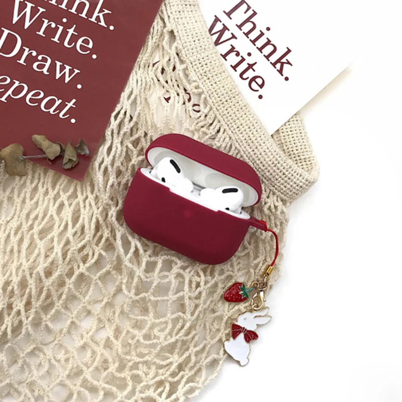 Super Cute Rabbit Keychain Decor Retro Red Silicone Earphone Case For AirPods Pro 2 Bluetooth Headset Cover For AirPods 4 Cover