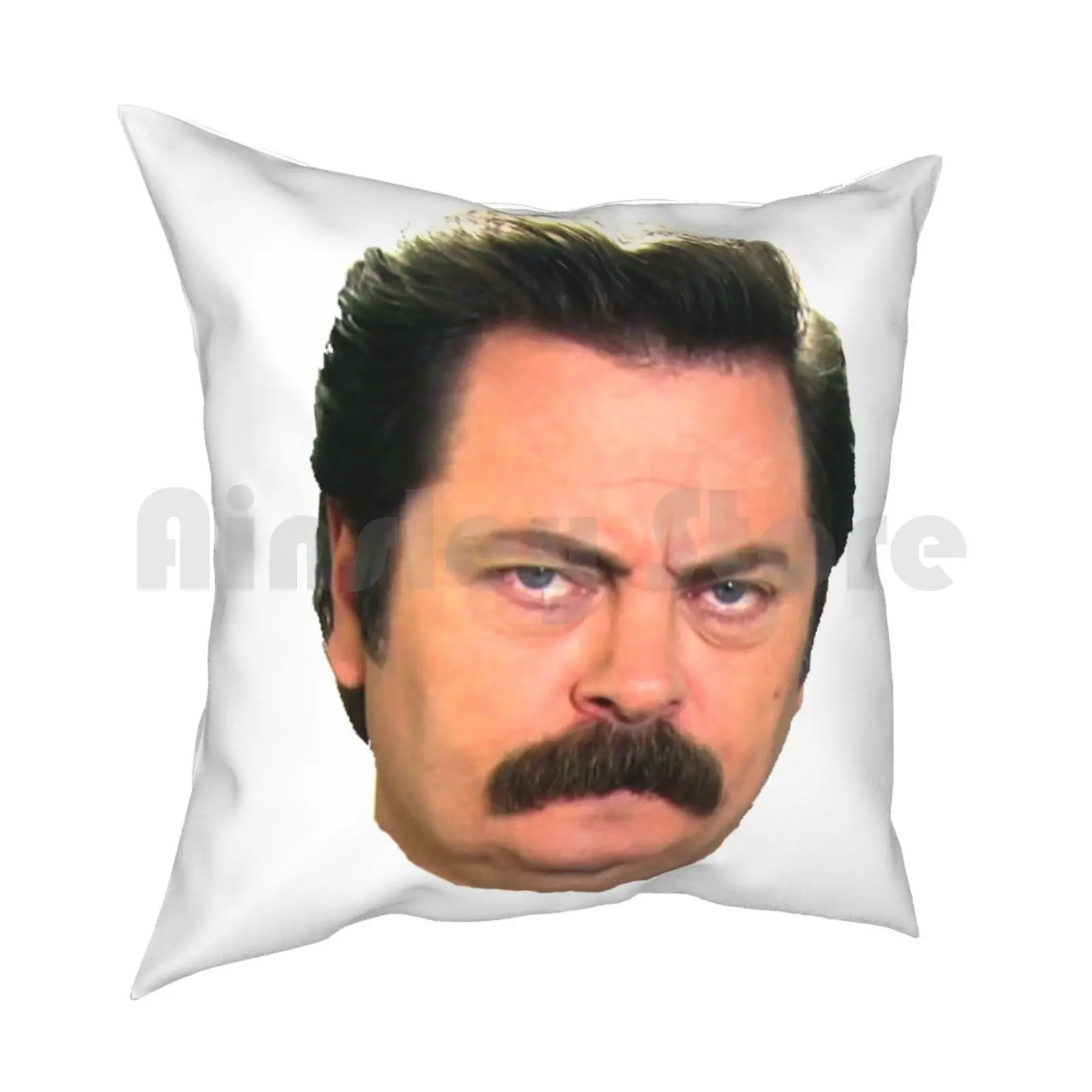 Ron Face Pillow Case Printed Home Soft Throw Pillow Ron Swanson Nick Offerman Parks And Rec Funny Very Good Silver