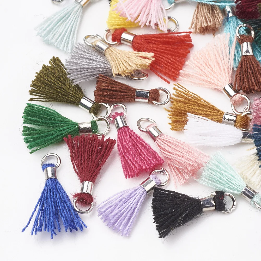 

100Pcs Mixed Color Tassel Pendant Charms Polyester Cotton Tassels Jewelry Accessories DIY Bracelets Christmas Garland Making