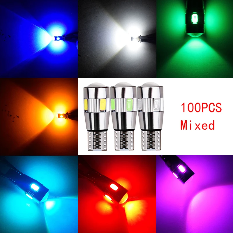 

100Pcs/Lot Car Bulbs Canbus T10 W5W 5630 6SMD Led For Auto License Plate Light Clearance Lamp 12V