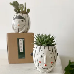 Modern minimalist art funny flower pot cute handmade ceramic cactus succulents potted home balcony decoration accessories