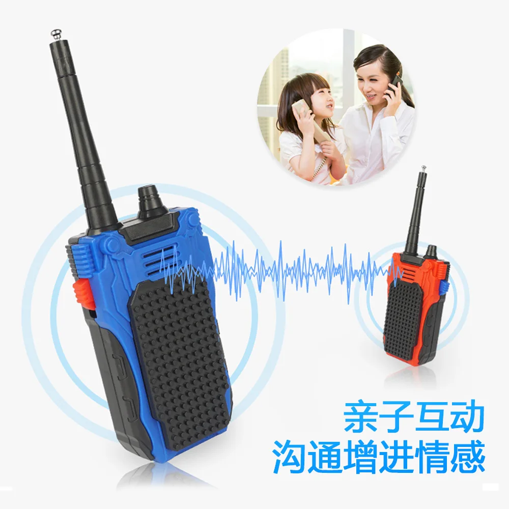 Interactive communication toy diy building blocks children walkie-talkie puzzle play house toy two way radio mini walkie talkie