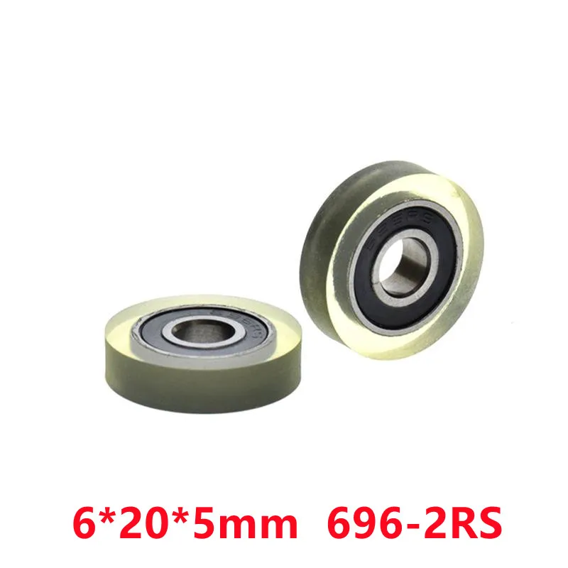 10pcs/50pcs 6*20*5mm Polyurethane PU 696 696RS PU69620-5 Drawer Showcase Low Noise Roller Bearing Friction Pulley 6x20x5mm