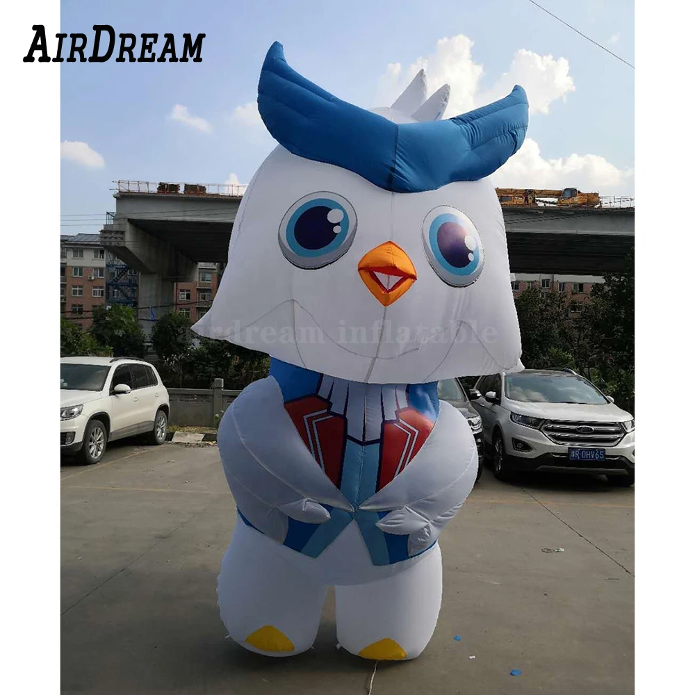 High quality Giant customized 3/4/6/8m blue inflatable night owl lovely animal balloon for event decoration