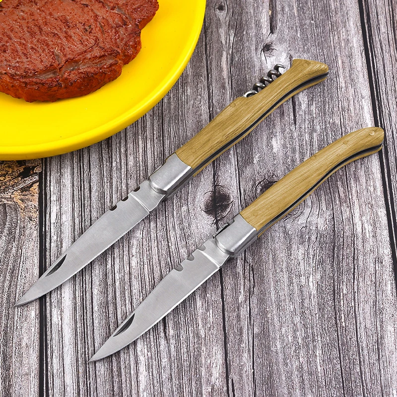 

1-2pcs Wood Handle Pocket Knives Portable Japanese Handcrafted Folding Knife Wine Knifes Wooden Multi-Functional Picnic Tools