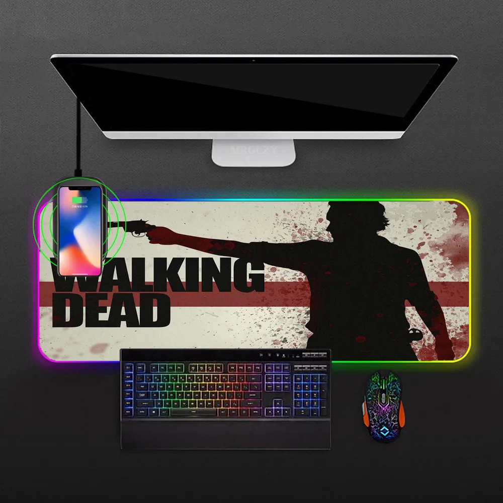 The Walking Dead TV Show Mouse Pad with Backlight Rug Long Padding Computer and Office Desk Accessories Deskmat Mat with Rgb