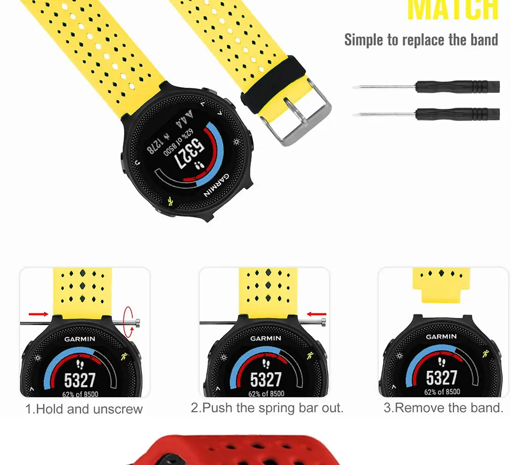 Watch Strap for Garmin Forerunner 235 230 620 630 735XT 235Lite Watchband Smartwatch Band Silicone Breathable Bracelet