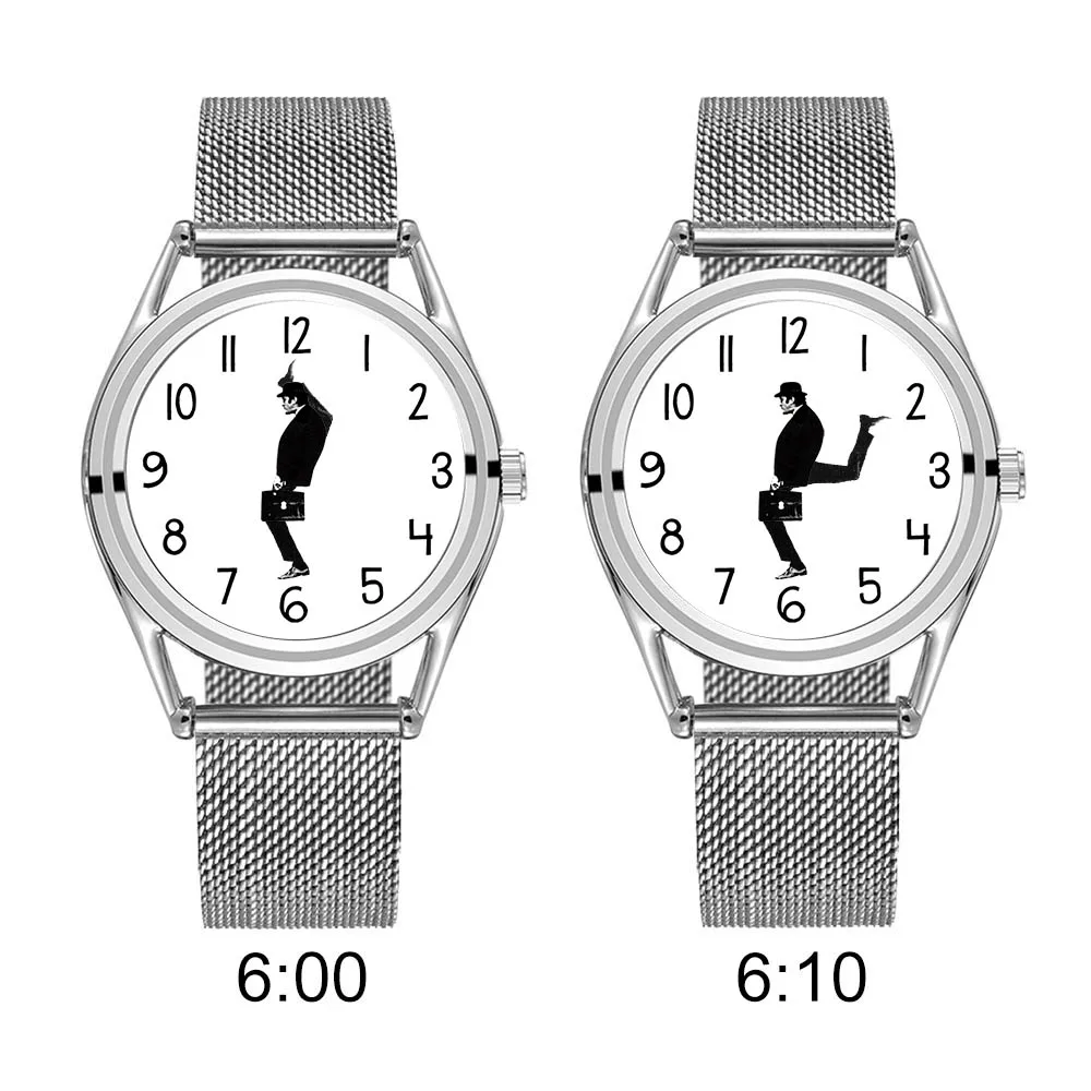 30 lutego Walking Men Design kreatywnie zaprojektowane mężczyźni Unisex Watch 3ATM wodoodporny pasek ze stali nierdzewnej