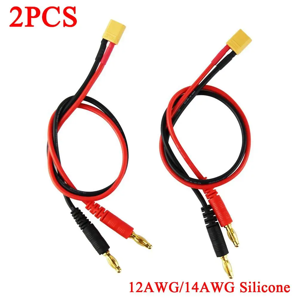 2PCS XT60 To 4mm Banana Plug 30cm Cable Charge Lead For Balance Battery Charger 4mm Banana Plug